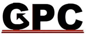 האותיות "GPC" בשחור ובגופן מודגש, עם חץ הפונה שמאלה בתוך האות "G" ושתי קווים אופקיים אדומים מתחת לטקסט.