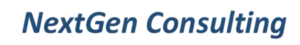 בתמונה מופיע הטקסט "NextGen Consulting" בגופן כחול ונטוי על רקע בהיר.